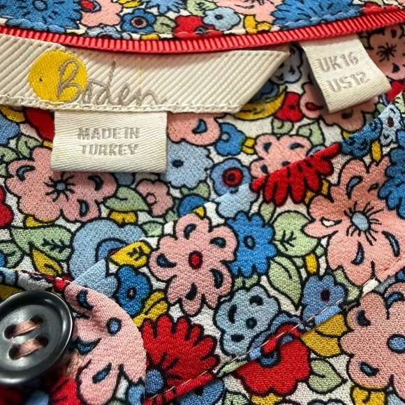 Boden Frilly Printed Popover Blouse Size 12 - Picture 10 of 10